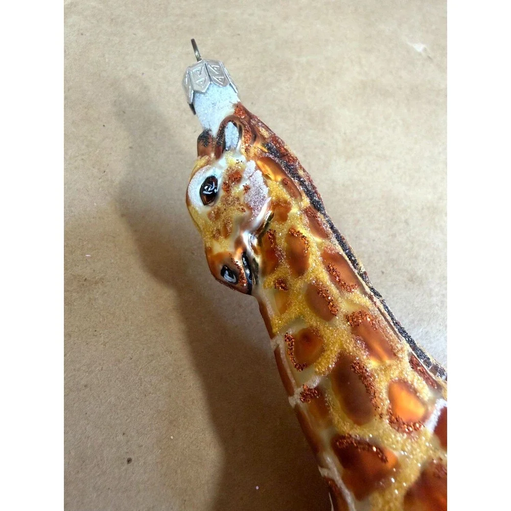 Vintage Slavic Treasures Glass Giraffe Christmas Ornament Poland Handmade 2001